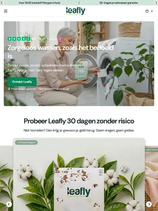 De webshop van Leafly, getoond op een tablet
