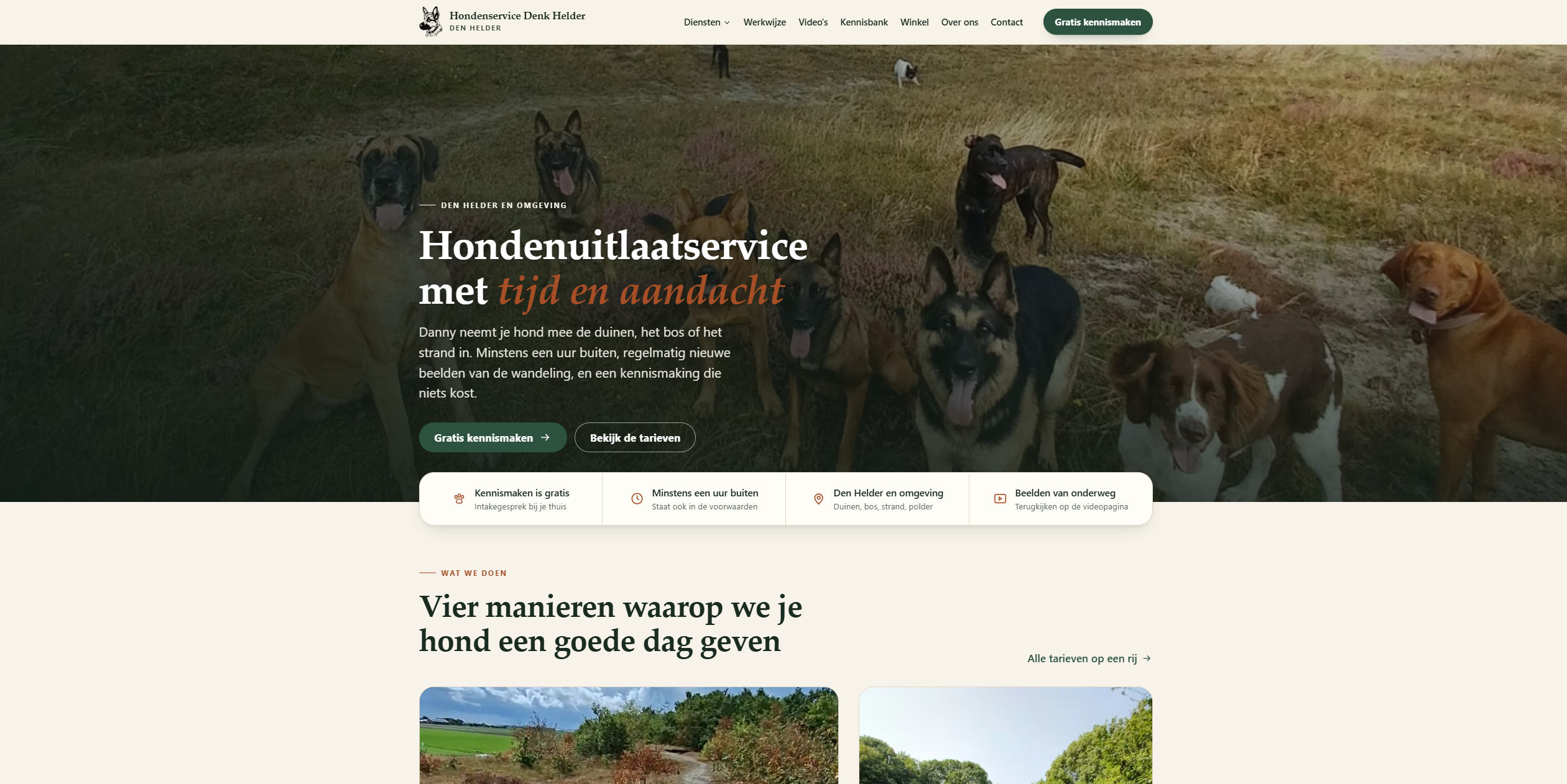 De website van Honden Service Denk Helder