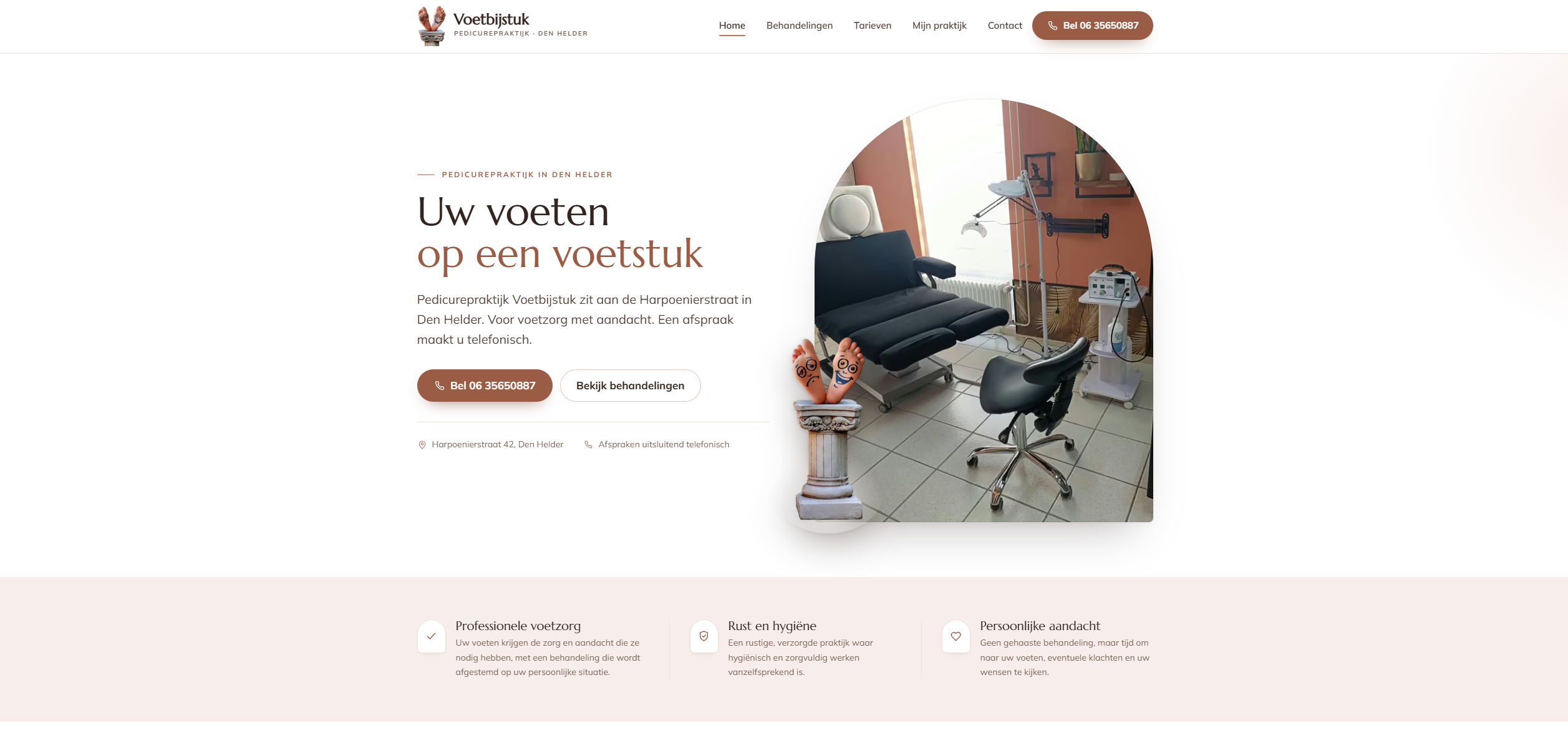 Homepage van Pedicurepraktijk Voet bij Stuk