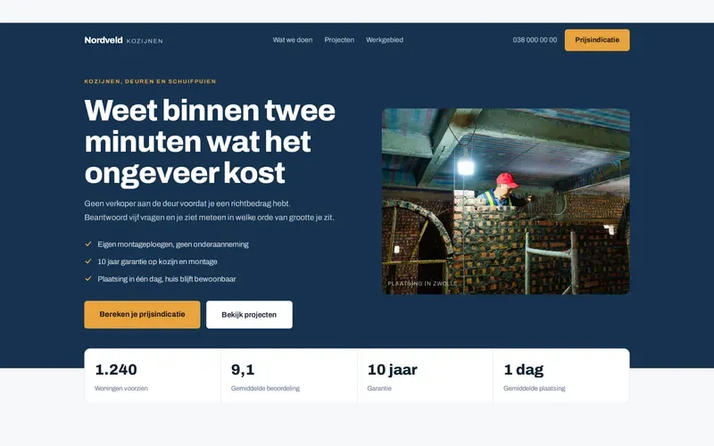 Voorbeeld van de stijlrichting Bouw met offertegenerator