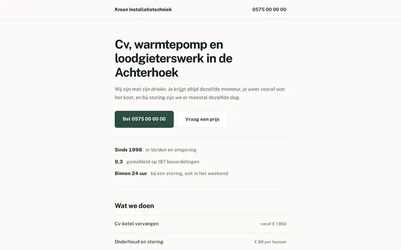 Voorbeeld van de stijlrichting Direct en simpel