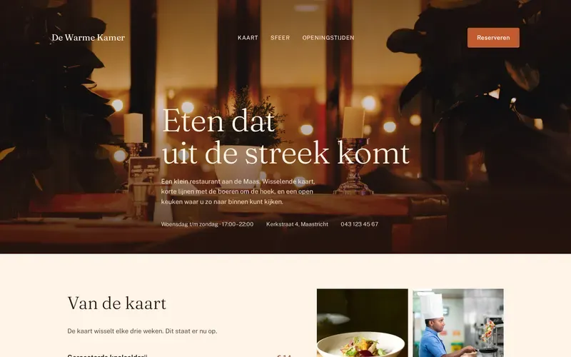 Voorbeeld van de stijlrichting Food en gastvrijheid